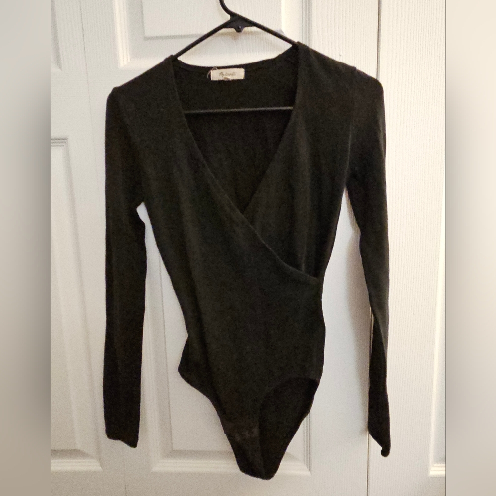 Madewell Black Long Sleeve Bodysuit XS